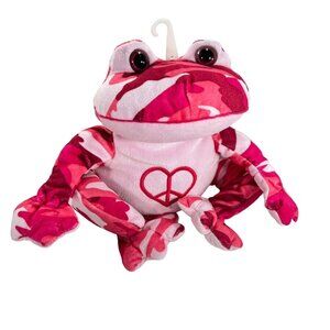 Camo Frogs Pink Camouflage Peace Plush 7" 2009 Novelty Inc Stuffed Animal Toy